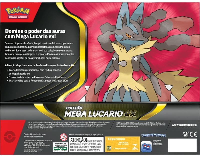 Box Pokémon Coleção Mega Lucario EX Copag Boosters Cards Cartas